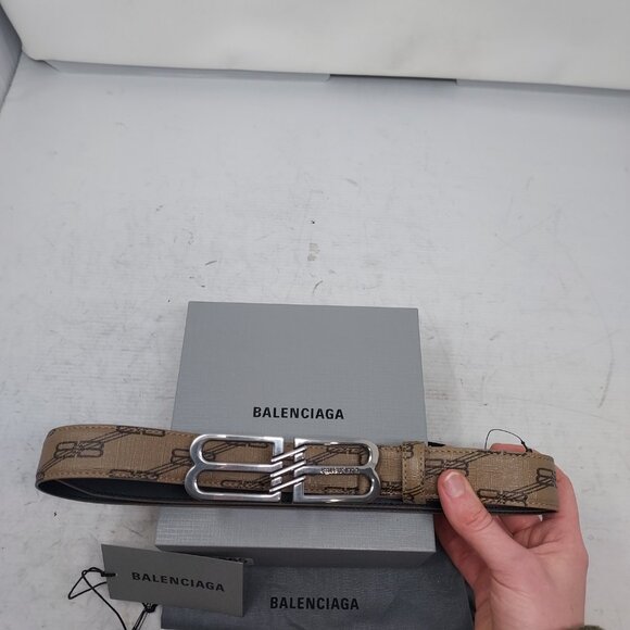 Balenciaga WOMENS BB Signature Monogram Coated Canvas Belt - Picture 1 of 11